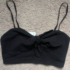 Free People Black  Top with Bow